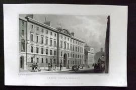Shepherd C1830 Antique London Print. Excise Office, Broad St.