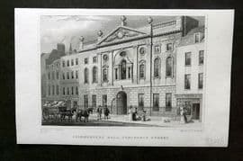 Shepherd C1830 Antique London Print. Ironmongers' Hall, Fenchurch Street