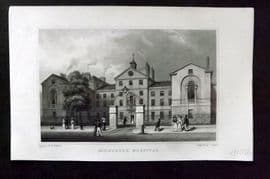 Shepherd C1830 Antique London Print. Middlesex Hospital