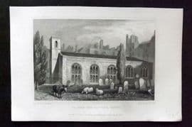 Shepherd C1830 Antique London Print. St John The Baptist, Savoy