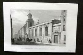 Shepherd C1830 Antique London Print. St. Catherine Cree, Leadenhall Street