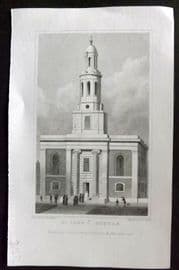 Shepherd C1830 Antique London Print. St. John's, Hoxton