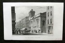 Shepherd C1830 Antique London Print. St. Mildred, Poultry