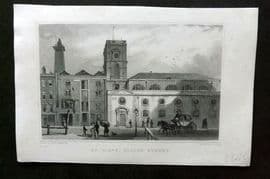 Shepherd C1830 Antique London Print. St. Olave, Tooley Street