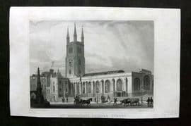Shepherd C1830 Antique London Print. St. Sepulchre's, Skinner Street