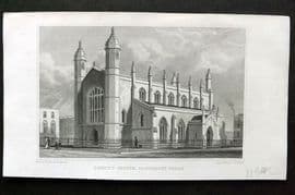Shepherd C1830 Antique London Print. Trinity Church, Cloudesley Square