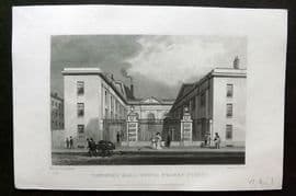 Shepherd C1830 Antique London Print. Vintner's Hall, Upper Thames Street