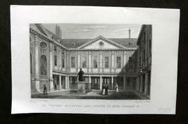 Shepherd C1830 London Print. St. Thomas' Hospital and Statue of King Edward VI