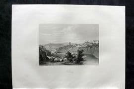 Sherer 1881 Folio Print. Fribourg, or Freyburg. Switzerland
