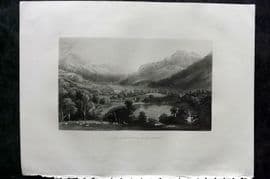 Sherer 1881 Folio Print. Lake Brientz and Goldswil, Switzerland
