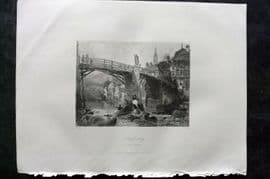 Sherer 1881 Folio Print. Lauffenburg, on the Rhine. Switzerland