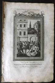 Southwell 1785 Folio Martyrs Print. Massacre of the Protestants in Paris, 1572