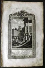 Southwell 1785 Martyrs Print. Saturninus, Bishop of Toulouse dragged by Bull