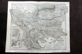 Stieler 1870 Antique Map. Die europaische Turkei. European Turkey