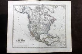 Stieler 1870 Antique Map. Nord-Amerika. North America USA Canada