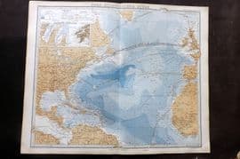 Stieler 1870 Antique Map. Nord-Atlantischer Ocean. North Atlantic