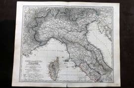 Stieler 1870 Antique Map. Ober- und Mittel-Italien Itaky