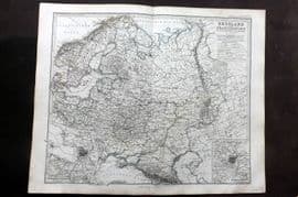 Stieler 1870 Antique Map. Russland und Skandinavien. Russia Scandinavia