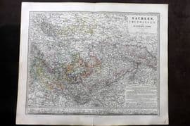 Stieler 1870 Antique Map. Sachsen, Thuringen und benachbarte Lander