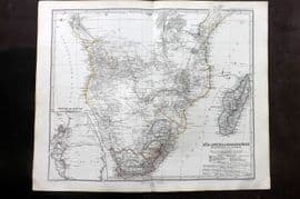 Stieler 1870 Antique Map. Sud-Afrika und Madagascar. South Africa Madagascar