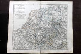 Stieler 1870 Map Nordwestliches Deutschland Konigreich der Niederlande Belgien
