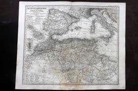 Stieler 1870 Map. Das Mittellandische Meer und Nord-Afrika. Westliches Blatt