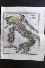Thomson & Walker 1820 Hand Col Map. Italy