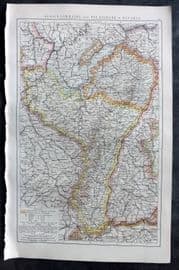 Times Atlas 1895 Antique Map. Alsace-Lorraine and Palatinate of Bavaria
