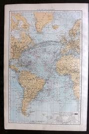 Times Atlas 1895 Antique Map. Atlantic Ocean