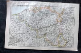 Times Atlas 1895 Antique Map. Belgium and Luxemburg