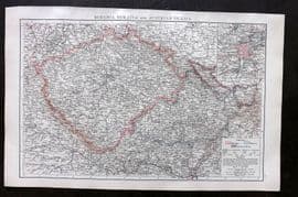 Times Atlas 1895 Antique Map. Bohemia, Moravia, and Austria Silesia