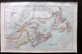 Times Atlas 1895 Antique Map. Canada, Eastern