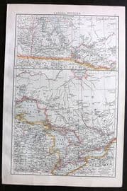 Times Atlas 1895 Antique Map. Canada, Western