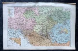 Times Atlas 1895 Antique Map. Ethnographic Map of Austria-Hungary