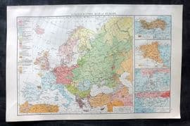 Times Atlas 1895 Antique Map. Ethnographic Map of Europe
