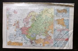 Times Atlas 1895 Antique Map. Ethnographic Map of Europe