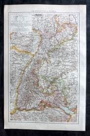 Times Atlas 1895 Antique Map. Grand-Duchy of Baden. Germany
