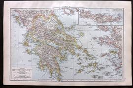 Times Atlas 1895 Antique Map. Greece