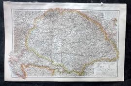 Times Atlas 1895 Antique Map. Hungary