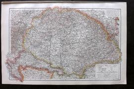 Times Atlas 1895 Antique Map. Hungary