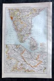 Times Atlas 1895 Antique Map. India, South