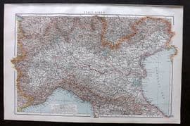 Times Atlas 1895 Antique Map. Italy North