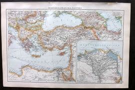 Times Atlas 1895 Antique Map. Mediterranean Sea, Eastern