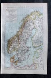 Times Atlas 1895 Antique Map. Norway and Sweden