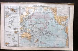 Times Atlas 1895 Antique Map. Pacific Ocean