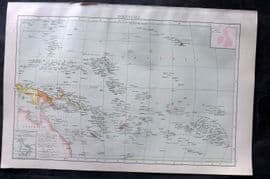 Times Atlas 1895 Antique Map. Polynesia - Pacific