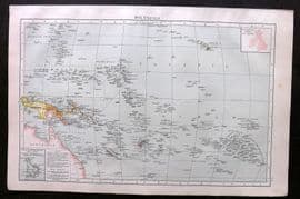 Times Atlas 1895 Antique Map. Polynesia - Pacific
