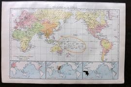 Times Atlas 1895 Antique Map. Religions of the World