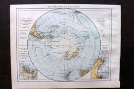 Times Atlas 1895 Antique Map. South Polar Regions