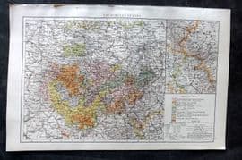 Times Atlas 1895 Antique Map. Thungian States, Germany